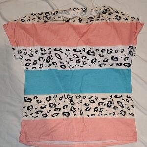 Striped Leopard Print T-Shirt
